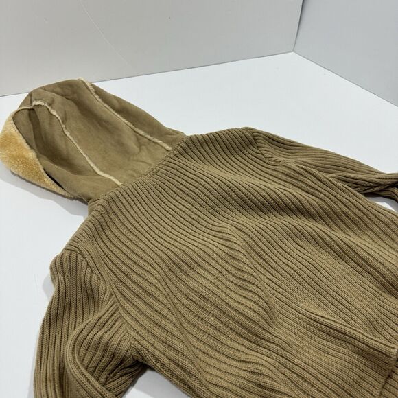 Woman's Say What Faux Fur Zip-up Button Tan Brown Petite Jacket Size Large Hood - Picture 7 of 9